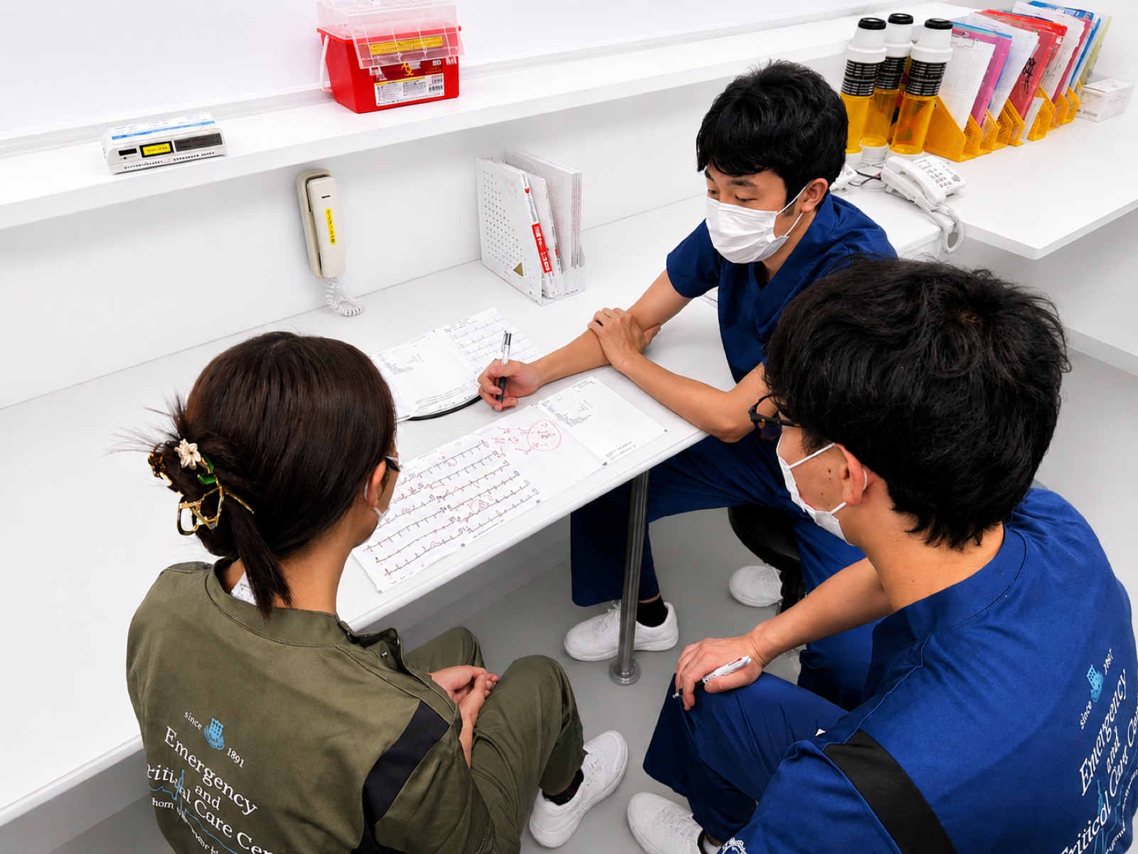 CCUでの心電図読影の様子